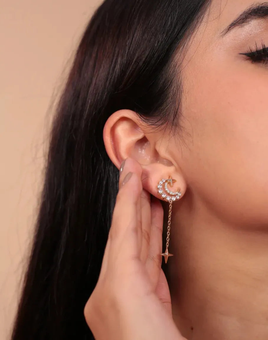 Aretes Luna de Acero Inoxidable