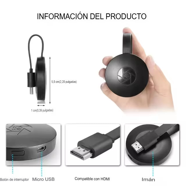 MiraScreen G2 – Adaptador HDMI Inalámbrico 1080P WiFi