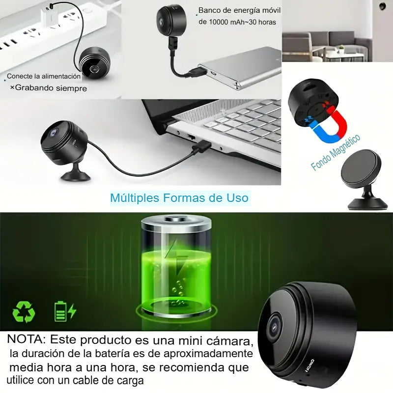 PACK Mini Cámara Espía A9 + Lentes TR90