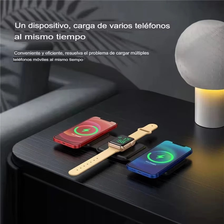 Cargador Inalámbrico 3 en 1 VOLTIX™ – Apple / Android, Carga Rápida Qi